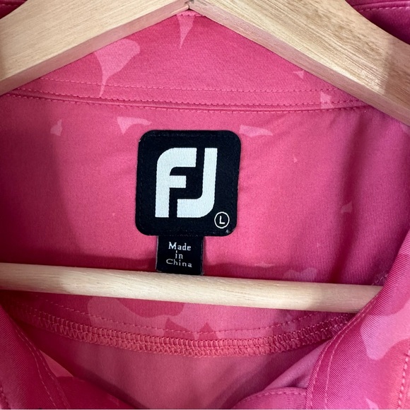 Footjoy Polo Golf Shirt Size L Pink Two Tone Tropical Flowers Short Sleeve FJ - Picture 4 of 9